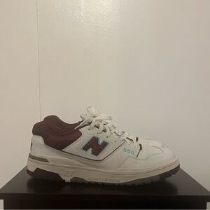 New Balance 550 White and Burgundy Sneakers